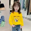 Camiseta de Algodão Puro para Meninas Gola Redonda Manga Longa Nova Coleção Primavera e Outono Estilo Coreano Infantil Bebê Camada Base Fashion