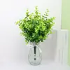 Plantas Verdes Simuladas Eucalipto de 7 Galhos Arranjo de Flores para Canteiro de Restaurante Decoração Grama da Fortuna Flores Artificiais de Plástico Venda por Atacado