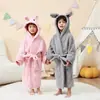 Capa grossa de fleece de coral com capuz para crianças, absorvente, para banho de bebê, vestível nas quatro estações, toalha de banho, roupão de banho com capuz