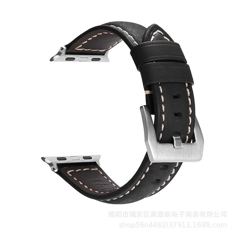 疯马皮黑色-银扣