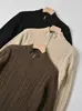Suéter de Punto con Media Cremallera para Hombre Otoño e Invierno Tejido de Canalé Vertical Capa Base de Cuello Alto para Hombre Top Casual