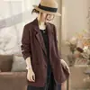 BHJ Cardigan Blazer Casual Simple de Color Sólido de Algodón y Lino Holgado para Primavera y Otoño Top Elegante