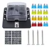 Caja de Fusibles de Hoja de 6, 8, 10, 12 Vías con Indicador LED Rojo Juego de Soportes para Fusibles