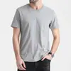 Camiseta Masculina Casual Clássica de Algodão Lisa de Manga Curta Preta