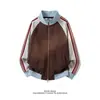 Sudadera Chaqueta de Otoño para Hombre Estilo Universitario Rayada con Cuello Alto para Adolescentes, Chaqueta Versátil Harajuku Coreano