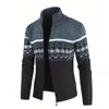 Suéter tejido de forro polar grueso de cuello alto para hombre, cárdigan casual de punto ajustado, de Amazon Europa y América, para invierno