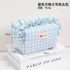 Bolsa de Cosméticos Cuadros Pequeños Frescos Estilo Coreano Gran Capacidad Bolsa de Almacenamiento de Cosméticos con Encaje Bolso de Cosméticos Dulce de Aspecto Elevado
