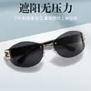 Nuevas Gafas de Sol Sin Montura Ojo de Gato a Prueba de Viento para Mujer, Modernas y Tendencia Protección Solar y Protección UV Gafas de Sol de Montura Pequeña Transfronterizo
