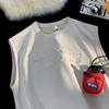 Camiseta sin mangas para hombre chaleco estilo americano marca de moda holgado chaleco gamuza rufián estilo guapo letras estampado acero ropa de verano