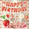 Amazon Fruta Tema Fresas Set de Cumpleaños Decoración de Fiesta Suministros Banderines Banderas Espirales Día del Niño
