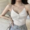 Camisola cruzada con cuello estilo Hong Kong para mujer, estilo francés, con hermoso diseño en la espalda, sin mangas, sexy.
