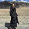 Nueva Chaqueta Larga de Invierno 2025 por Encima de la Rodilla para Mujer Estilo Coreano Holgada Acolchada de Algodón Chaqueta con Capucha