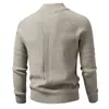 Suéter de alta calidad para hombre de otoño e invierno con media cremallera, tejido jacquard vintage, chaqueta de punto casual versátil de color liso