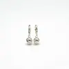 Pendientes de Aro Versátiles Estilo Ins de Bola de Plata Pura 999 Plata Pulida Metal Geométrico Esférico al por Mayor
