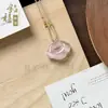 Colgante de Calcedonia Natural con Gelatina de Lichi, Alto Hielo, Nube Propicia, Colgante de Jade Ruyi, Ágata Fluorescente Tipo Hielo, Colgante de Candado Ruyi Hueco