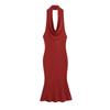 2025 Nuevo Verano Estilo Coreano Lujurioso Puro Sexy Ajustado Elegante Cuello Oscilante Espalda Descubierta Halter Cuello Falda Larga Vestido sin Mangas