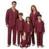 Nuevo Conjunto de Pijama Casual de Moda a Cuadros con Solapa y Manga Larga Estilo Navideño Europeo y Americano Transfronterizo Familia Padre-Hijo Transfronterizo