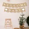 Decoración de Lugar para Baby Shower de Bebé con Textura de Lino Marrón Transfronterizo Banderín de Cola de Golondrina