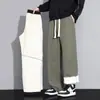 Pantalones de Lana de Cordero para Hombre Invierno Polar Grueso Rectos Pantalones de Chándal 2025 Nuevos de Algodón Casual Largos para Hombre