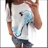 Wishebay Camiseta Estampada de Manga Curta com Gola Redonda de Salto Alto Solta Europeia e Americana para Homens e Mulheres