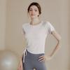 Camiseta de yoga de alta gama para mujer, fina, de manga corta, de verano, ajustada, deportiva, para correr y fitness.