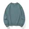 Moletom Pulôver Gola Redonda Cor Sólida Algodão Puro Solto Outono e Inverno Tendência Casual Versátil Camisa Base para Casal Moda Versátil