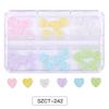 Caja de 6 compartimentos de 30 streamers de resina para arte de uñas con lazos, uñas postizas estéreo estilo hada en blanco y negro, accesorios para arte de uñas DIY