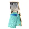 Adecuado para funda de teléfono Samsung ZFlip8 con soporte de ranura para tarjeta, ZFLIP6 textura floral hebilla magnética, zflip7 cubierta protectora