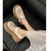 Mocasines Tejidos Huecos de Suela Gruesa para Mujer 2026 Nuevos Sandalias de Verano para Exteriores de Punta Cerrada con Correa de Velcro Zapatos Mary Jane que Aumentan la Altura