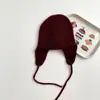 Atmósfera Invernal Ins Sombrero de Lana Tejido Coreano Sombrero de Invierno Cálido para Niños Protección para los Oídos Gorra de Aviador Gorro de Esquí con Protección para los Oídos