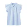 Para Comércio Exterior Transfronteiriço Europeu e Americano Roupas Femininas Aliexpress Mais Vendidas Verão Simples Versátil Manga Bufante Multicor Camisa