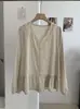 Camisa Feminina KEKEZOON com Renda no Decote V, Manga Três Quartos Solta, Blusa Top com Babados Outono 8609