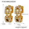 Brincos de Zircônia com Contas Duoduo de Arroz, Temperamento de Nicho, Aço Inoxidável com Galvanoplastia de Ouro Real 18K, Combinação de Brincos com Fecho de Orelha, Atacado