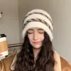 Gorro nuevo de doble capa de mezcla de lana 2026, cálido para invierno, estilo coreano, versátil, look preppy, gorro para pullover para mujer