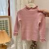 Suéter de Oreja de Madera para Bebé de Mujer Ropa para Niños Tejido para Niños Otoño e Invierno Ropa para Niña Suave Encerado Cuello Semi-alto Camiseta Base Top