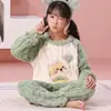 Pijama Infantil Niños 2026 Nuevo Otoño Invierno Felpa de Coral Estilo Delgado Niños Grandes Franela Invierno Niñas Estilo Niñas Conjunto