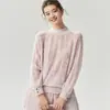 Campbell Yarn~%Seda de Amora%Suéter de Cashmere para Mulheres, Tricô Vazado, Gola Alta, Uso Dupla Face, Tamanho Único