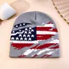 Chapéu de Tricô Jacquard com Bandeira Americana Outono Inverno Lã Quente Gorro para Homens Mulheres Versátil para Exterior Chapéu Pulôver Estilo Novo Transfronteiriço