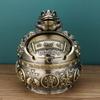 Cenicero de Bola de la Suerte Sapo Dorado Estilo Retro Tallado de Patrón Exquisito Azul Antiguo Práctico Decoración del Hogar Péndulo
