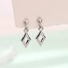 Aretes Huecos en Forma de Diamante, Simples, Elegantes, Aretes Geométricos Cuadrados de Zirconia, Aretes Tridimensionales Cuadriláteros
