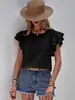 Camisa Casual de Verano Suelta con Cuello Redondo y Mangas de Murciélago con Volantes de Manga Corta para Mujer - Amazon Europeo y Americano 2026
