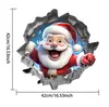 Adesivos de Parede 3D Papai Noel Cruzando a Fronteira Parede Quebrada Decoração de Natal para Quarto Adesivos de Porta de PVC Papel de Parede