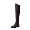 22 Botas Femininas de Outono e Inverno da Nova Inglaterra Elásticas Acima do Joelho Botas Longas Botas de Cavaleiro Botas de Salto Alto Grossas 40-48 Botas de Comércio Exterior
