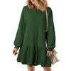 Vestido Mini Casual de Manga Larga de Color Sólido con Costuras de Punto Acanalado de Venta Caliente Transfronteriza Europea y Americana de Amazon Primavera 2025