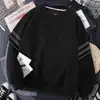 Moletom masculino casual, novo modelo de outono, preto, branco e cinza, corte solto, gola redonda, sem zíper, manga longa, top esportivo, jaqueta versátil