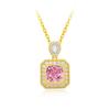 Collar elegante de moda con corte de flor de hielo y traje de azúcar con diamantes de alto carbono, colgante de diamante rosa, anillo de diamante amarillo, pendientes Caibao para mujer