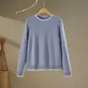 Suéter Base Feminino de Lã Cashmere Grossa 7 Fios Gola Redonda Bloco de Cores Estilo Europeu Novo Outono/Inverno 2026