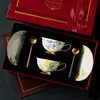 Exquisito y Hermoso Juego de Tazas de Café de Porcelana de Hueso, Regalo de Cumpleaños de Alta Gama, Lujo Accesible y Atractivo Regalo de Inauguración de Casa Caja de Regalo