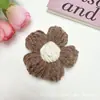 Clip para el pelo de flor de lana de 7 cm, flor de pompón tejida a mano, accesorio para tocado DIY, accesorios para ropa, sombrero, bolso