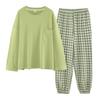 Pijama Feminino Estilo Primavera e Outono, Novo Modelo Inverno 2026 com Bojo, Roupa de Casa Feminina Manga Longa Cor Verde Matcha de Algodão